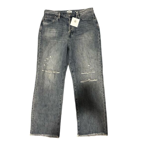 Pistola Cassie Super High Rise Straight Distressed Jeans in Bayview Size 32 - Picture 4 of 6